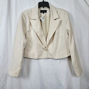 11 Honoré Women's Bone Ivory‎ Priya Cropped Single-Breasted Career Blazer 16 New